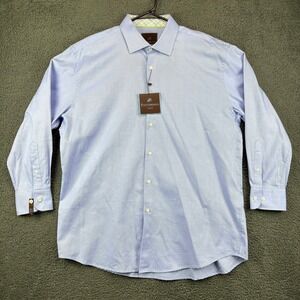 Tattersall London Mens Light Blue Cotton Dress Shirt 17.5 32/33 New With Tags